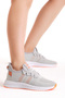 Unisex Ice Orange Comfortable Fit Side Stripe Patterned Lace-Up Sports Shoes
