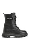 Girl's Black Skin Thermo Sole Front Laced Long Boots