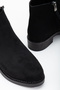 Women's Black Suede Thermo Sole Buckle Double Zipper Short Heeled Boots - 4