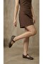 Women's Brown Leather Rubber Buckle Ballerinas 1.5cm Byndi̇mj03 - 3