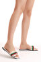Women's White Striped Slippers