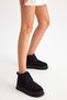 Women's Black Suede Comfortable Fit Lace-Up Furry Suede Boots - 2