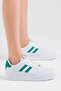 Unisex White Green Side Striped Lace Up Comfortable Sneaker - 4