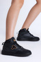 Unisex Black Crepe Comfortable Fit Poly Sole Lace up Long Ankle Sneakers