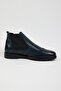 Men's Navy Blue Comfortable Fit Detailed Genuine Leather Men's Boots