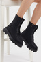 Women's Black Skin Poly Sole Back Zipper Detailed Comfortable Fit Lace Up Boots - 4