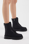Women's Black Skin Poly Sole Back Zipper Detailed Comfortable Fit Lace Up Boots