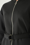 Black Bel Tie-Detail Zippered Cardigan 3075A - 4