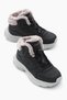 Children's Unisex Black Faylon Insole Fur Rubber Lace up Boots