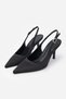 Mendy Black Satin Belt Detail Pointed-Toe Women's Heeled Shoes - 4