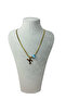 Snake Chain with Evil Eye Beads -Y- Letter Pendant- Gold 316L Stainless Steel - 4