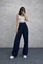 Women's Navy Blue Velcro Palazzo High Waist Adjustable Waist Wide Leg - 2
