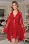 Red Lace Satin Nightgown and Robe Set - Bridal Dowry Set - 4