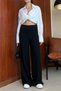 Women's Full Lycra Wide Leg Pants with Side Zipper at Waist - 2