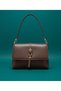 Coffee-Colored Inner Lining and Snap Fasteners Women's Handbag