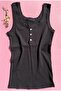 Seta Bianca Ribbed 3-Piece Button Detailed Thick Strap Black, Rose K. and Blue Color Women's Undershirt 64V63 - 3