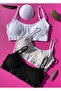 Padded 3-Piece Black, White and Gray Ribbed Thin Thread Strap Cotton Half Undershirt (M=70-75,L=80-85,XL=90-95)