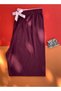 High Waist 3-Piece Plum, Black and Pink Color Bow Detailed Viscose Fabric Women's Pajamas - 7