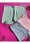 Cotton 3-Piece Pink, Blue and Green Color Ribbed Women's Shorts – Panties 50V19 - 2