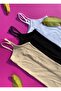 Women's 3-Piece Rope Strap Cotton Lycra Corded Women's Athlete (White, Black and Tan)