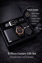 Elegant 6-Piece Men’s Business Gift Set – Black Leather Watch, Belt, Wallet, Tie, Cuffl