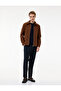 Regular Fit Pocketed Shirt Collar Zippered Cashmere Jacket - 2