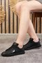 Daily Women's Black Sports Shoes Ppada Model Gold Detailed Lace-Up Thick Orthopedic Sole Sneaker 327 - 2