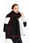 Special Beard Yarn Cashmere Textured Rose Model Knitwear Scarf, Black-Claret Red