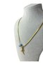 Snake Chain with Evil Eye Beads -A-Letter Pendant- Gold 316L Stainless Steel - 6