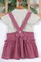9-24 Months Baby Girl with Ribbed Summer Bow Detail Salopeet Dress and Inner T-Shirt Set - 5