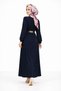 Women's Gold Chain Belt Detailed Crew Neck Twisted Dress - 6