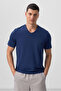 Indigo Basic Short Sleeve Standard Fit V-Neck Men's T-Shirt - 87912 - 2