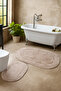 Orlina 2-Piece Mink Bath Mat Set, Carpet, Washable Toilet Set with Non-Slip Leather Base