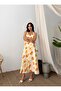 25Y5204 Women's Orange Patterned Crochet Strap Dress
