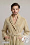Şalyaka Bathrobe Beige 100% Cotton Unisex Ideal for Spa Women/Men - 2