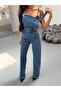 Wide-Leg Blue Denim Overalls - 4