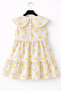 Girl's Yellow Floral Pattern Cotton Summer Dress - 7