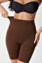 Laser Cut Brown Long Corset with Gathering Effect