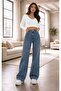 Emma 90's Medium Snow Wash Blue Super Extra High Waist Palazzo Loose Jean Trousers - 3