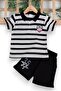 Boys' Casual Striped Polo T-Shirt and Shorts Set - 2