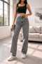 Skyrim Lycra 90's Women's Smoked Snow Super High Waist Slit Leg Denim Jeans Palazzo Pants - 6