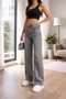 Skyrim Lycra 90's Women's Smoked Snow Super High Waist Slit Leg Denim Jeans Palazzo Pants