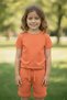 Children's Set - Button Detailed Summer Set for Girls and Boys, Unisex Orange Children's Top and Bottom Set - 2