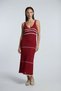 Burgundy Stripe Knitted Women's Dress Sh286 - 2