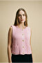 Gold Buttoned Women's Knit Vest - 100% Cotton