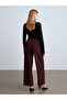 72257 Suede Trousers with Stitching Detail - Burgundy - 3