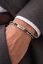 Dm-Sb-004-Sb Silver Black Color Men's Steel Bracelet - 2