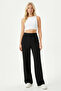 High-Waist Palazzo Pants with Side Pockets and Topstitching
