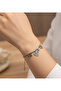 transparent colored chain heart/blue bead motif steel bracelet - 3