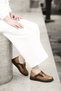 Tan Antique Gön Genuine Leather Round Toe Padded Sole Lace Up Elastic Women's Shoes 24084 - 7